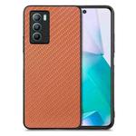 For vivo T1 Carbon Fiber Texture Leather Back Cover Phone Case(Brown)