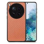 For vivo X200 Ultra Carbon Fiber Texture Leather Back Cover Phone Case(Brown)