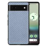 For Google Pixel 6A Carbon Fiber Texture Leather Back Cover Phone Case(Blue)