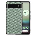 For Google Pixel 6A Carbon Fiber Texture Leather Back Cover Phone Case(Green)