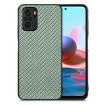 For Redmi Note 10 Carbon Fiber Texture Leather Back Cover Phone Case(Green)