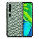 For Xiaomi CC9 Pro Carbon Fiber Texture Leather Back Cover Phone Case(Green)