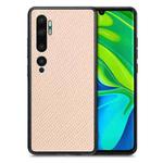 For Xiaomi CC9 Pro Carbon Fiber Texture Leather Back Cover Phone Case(Khaki)