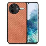 For Redmi K80 Pro / Poco F7 Ultra Carbon Fiber Texture Leather Back Cover Phone Case(Brown)