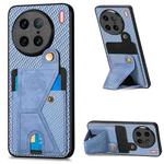 For vivo X90 Pro Carbon Fiber Wallet Flip Card K-shaped Holder Phone Case(Blue)