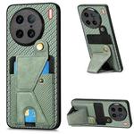For vivo X90 Pro Carbon Fiber Wallet Flip Card K-shaped Holder Phone Case(Green)