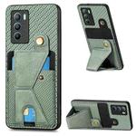 For vivo T1 Carbon Fiber Wallet Flip Card K-shaped Holder Phone Case(Green)