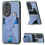 For Honor 80 Carbon Fiber Wallet Flip Card K-shaped Holder Phone Case(Blue)