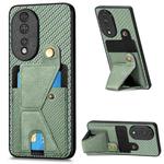 For Honor 80 Carbon Fiber Wallet Flip Card K-shaped Holder Phone Case(Green)