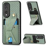 For Honor 80 Pro Carbon Fiber Wallet Flip Card K-shaped Holder Phone Case(Green)