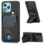 For Honor 400 Lite Global Carbon Fiber Wallet Flip Card K-shaped Holder Phone Case(Black)