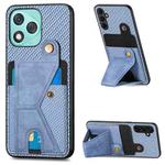 For Honor 400 Lite Global Carbon Fiber Wallet Flip Card K-shaped Holder Phone Case(Blue)