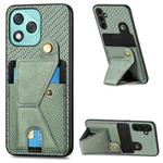 For Honor 400 Lite Global Carbon Fiber Wallet Flip Card K-shaped Holder Phone Case(Green)