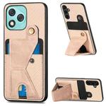 For Honor 400 Lite Global Carbon Fiber Wallet Flip Card K-shaped Holder Phone Case(Khaki)