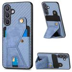 For Samsung Galaxy S24+ 5G Carbon Fiber Wallet Flip Card K-shaped Holder Phone Case(Blue)