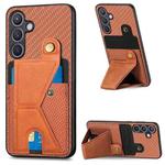 For Samsung Galaxy S24+ 5G Carbon Fiber Wallet Flip Card K-shaped Holder Phone Case(Brown)