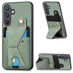 For Samsung Galaxy S24+ 5G Carbon Fiber Wallet Flip Card K-shaped Holder Phone Case(Green)