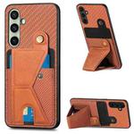 For Samsung Galaxy A36 Carbon Fiber Wallet Flip Card K-shaped Holder Phone Case(Brown)