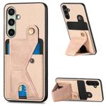 For Samsung Galaxy A36 Carbon Fiber Wallet Flip Card K-shaped Holder Phone Case(Khaki)