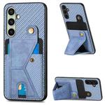 For Samsung Galaxy A56 5G Carbon Fiber Wallet Flip Card K-shaped Holder Phone Case(Blue)