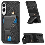 For Samsung Galaxy S25 Edge 5G Carbon Fiber Wallet Flip Card K-shaped Holder Phone Case(Black)