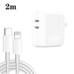 35W PD3.0 USB-C / Type-C Dual Port Charger with 2m Type-C to 8 Pin Data Cable, US Plug