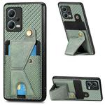 For Redmi Note 12 5G Global Carbon Fiber Wallet Flip Card K-shaped Holder Phone Case(Green)