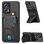 For Redmi Note 11T Pro 5G Carbon Fiber Wallet Flip Card K-shaped Holder Phone Case(Black)