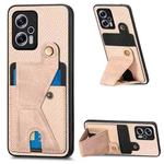 For Redmi Note 11T Pro 5G Carbon Fiber Wallet Flip Card K-shaped Holder Phone Case(Khaki)