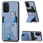 For Redmi Note 10 4G Carbon Fiber Wallet Flip Card K-shaped Holder Phone Case(Blue)