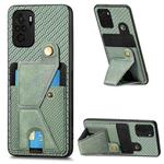 For Redmi Note 10 4G Carbon Fiber Wallet Flip Card K-shaped Holder Phone Case(Green)