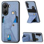 For Redmi Turbo 4 Carbon Fiber Wallet Flip Card K-shaped Holder Phone Case(Blue)