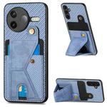 For Redmi K80 / Poco F7 Pro Carbon Fiber Wallet Flip Card K-shaped Holder Phone Case(Blue)