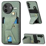 For Redmi K80 / Poco F7 Pro Carbon Fiber Wallet Flip Card K-shaped Holder Phone Case(Green)