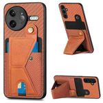 For Redmi K80 Pro / Poco F7 Ultra Carbon Fiber Wallet Flip Card K-shaped Holder Phone Case(Brown)