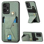 For Oneplus Nord CE 2 Lite 5G Carbon Fiber Wallet Flip Card K-shaped Holder Phone Case(Green)