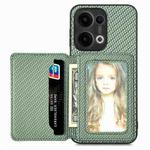 For OPPO Reno13 Carbon Fiber Magnetic Card Bag Phone Case(Green)