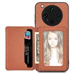 For OPPO Find X8 Ultra Carbon Fiber Magnetic Card Bag Phone Case(Brown)