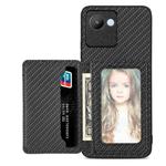 For Realme C30 Carbon Fiber Magnetic Card Bag Phone Case(Black)