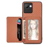 For Realme C30 Carbon Fiber Magnetic Card Bag Phone Case(Brown)