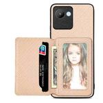 For Realme C30 Carbon Fiber Magnetic Card Bag Phone Case(Khaki)