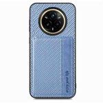 For Realme 14 Pro Carbon Fiber Magnetic Card Bag Phone Case(Blue)