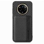 For Realme 14 Pro+ Carbon Fiber Magnetic Card Bag Phone Case(Black)