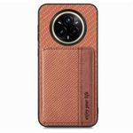 For Realme 14 Pro+ Carbon Fiber Magnetic Card Bag Phone Case(Brown)