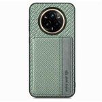 For Realme 14 Pro+ Carbon Fiber Magnetic Card Bag Phone Case(Green)