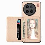 For vivo X90 Pro Carbon Fiber Magnetic Card Bag Phone Case(Khaki)