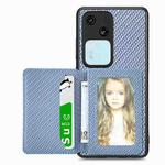 For vivo S18 Carbon Fiber Magnetic Card Bag Phone Case(Blue)