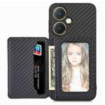 For vivo Y27 4G Carbon Fiber Magnetic Card Bag Phone Case(Black)