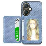For vivo Y27 4G Carbon Fiber Magnetic Card Bag Phone Case(Blue)