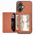 For vivo Y27 4G Carbon Fiber Magnetic Card Bag Phone Case(Brown)
